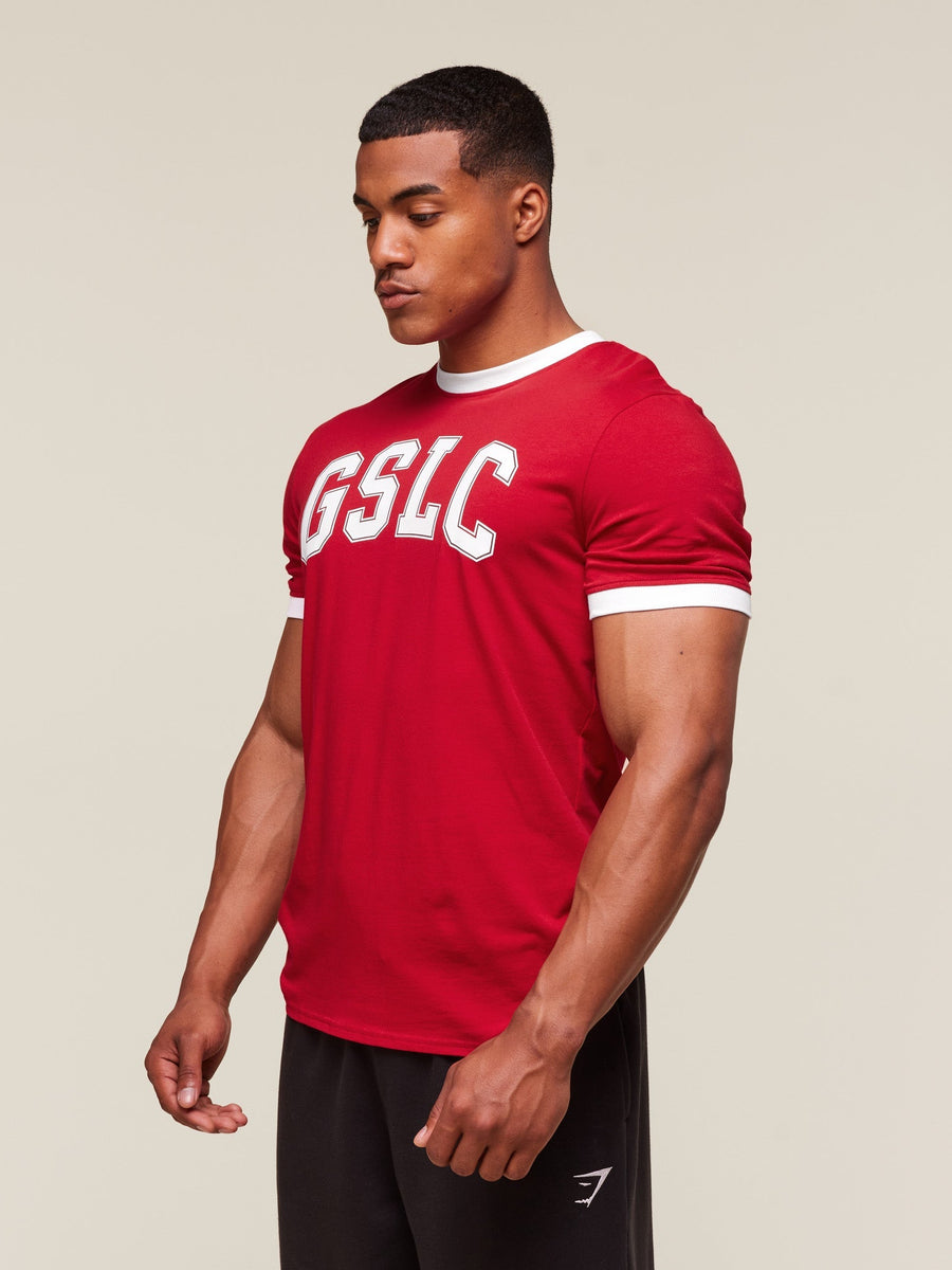 Gymshark Collegiate Ringer T-Shirt — Conditioning Red — 6