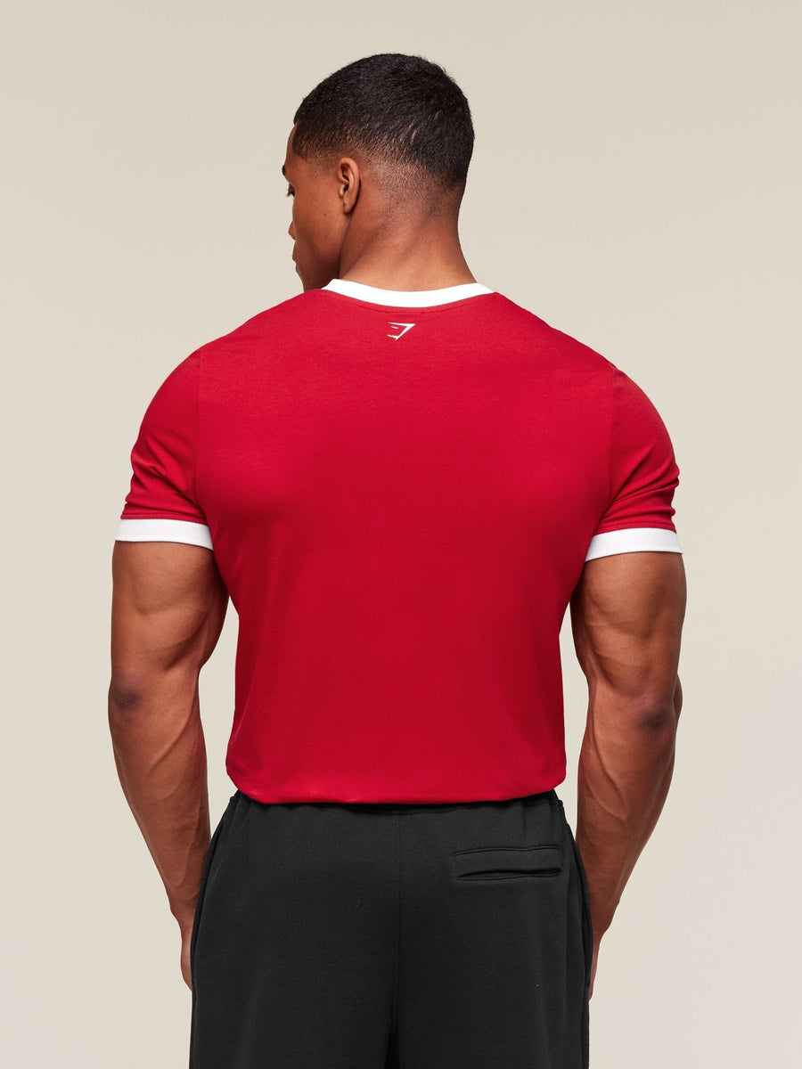 Gymshark Collegiate Ringer T-Shirt — Conditioning Red — 2