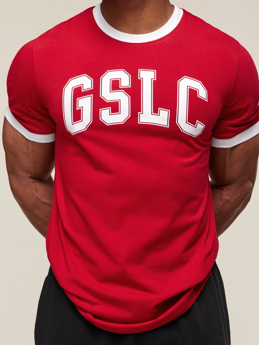Gymshark Collegiate Ringer T-Shirt — Conditioning Red — 4