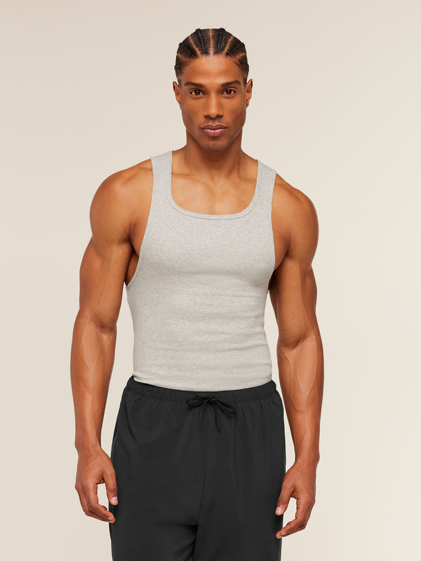 Gymshark x CBUM Ribbed Tank — Bros Stone Grey Marl