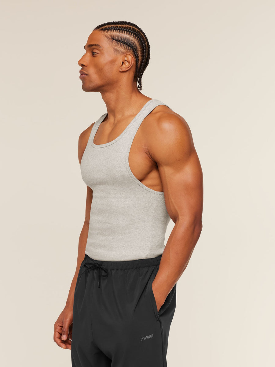 Gymshark x CBUM Ribbed Tank — Bros Stone Grey Marl — 4