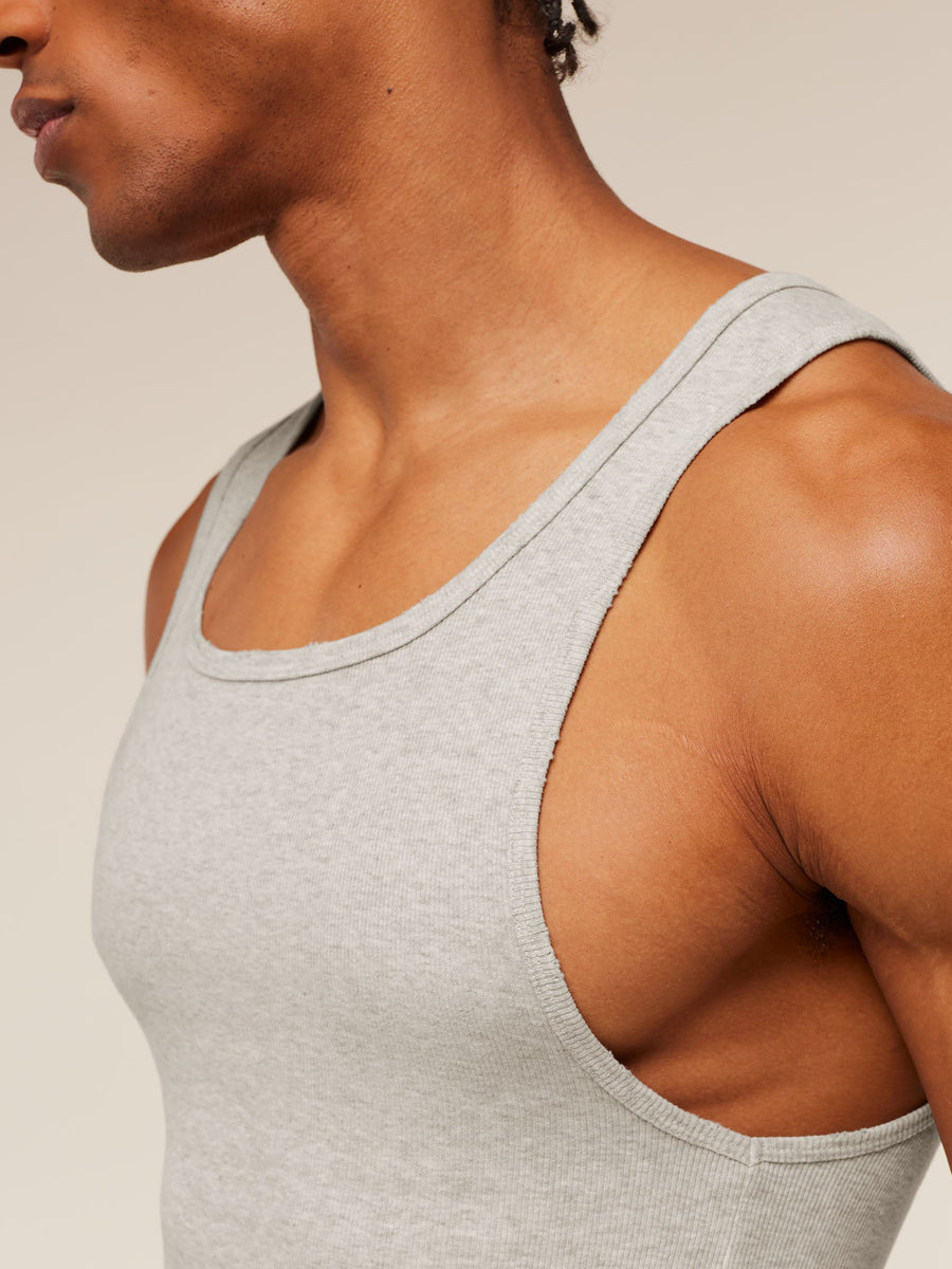 Gymshark x CBUM Ribbed Tank — Bros Stone Grey Marl — 8