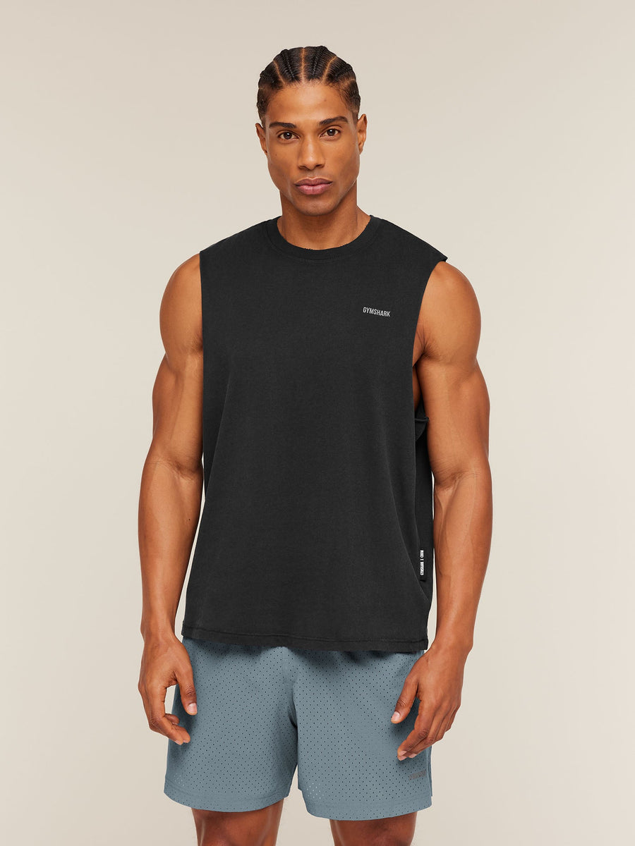 Gymshark x CBUM Washed Sleeveless T-Shirt — Black — 3