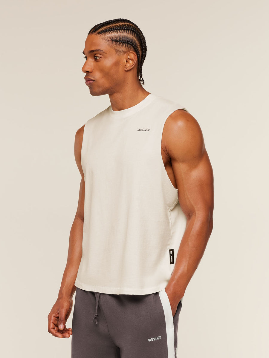 Gymshark x CBUM Washed Sleeveless T-Shirt — Soft White — 4