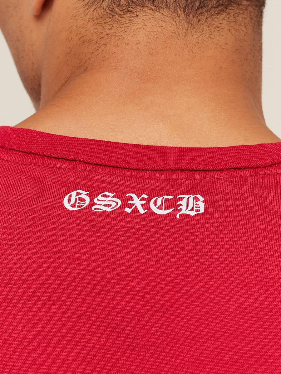 Gymshark GS x Carlos Cut off Tee — Carmine Red — 6