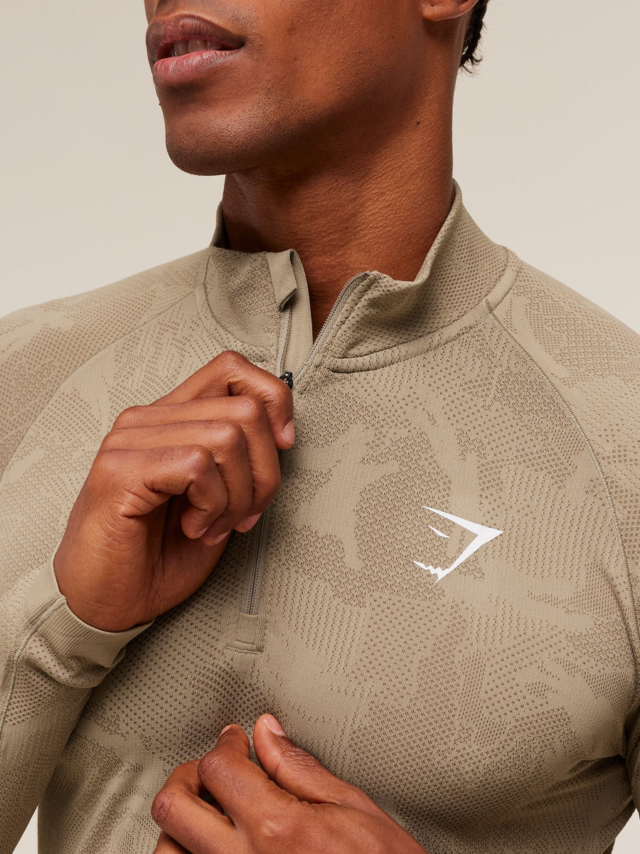 Gymshark Geo Seamless 1/4 Zip — Cement Brown/Soul Brown — 5