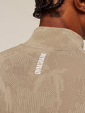 Gymshark Geo Seamless 1/4 Zip — Cement Brown/Soul Brown — 6