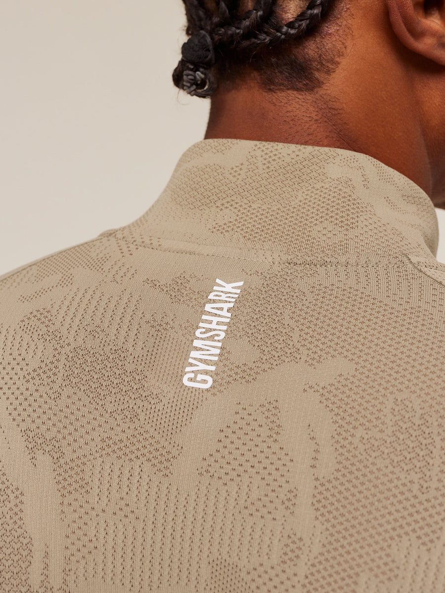 Gymshark Geo Seamless 1/4 Zip — Cement Brown/Soul Brown — 6