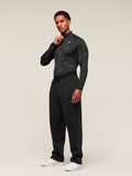 Gymshark Geo Seamless 1/4 Zip — Black/Charcoal Grey — 6