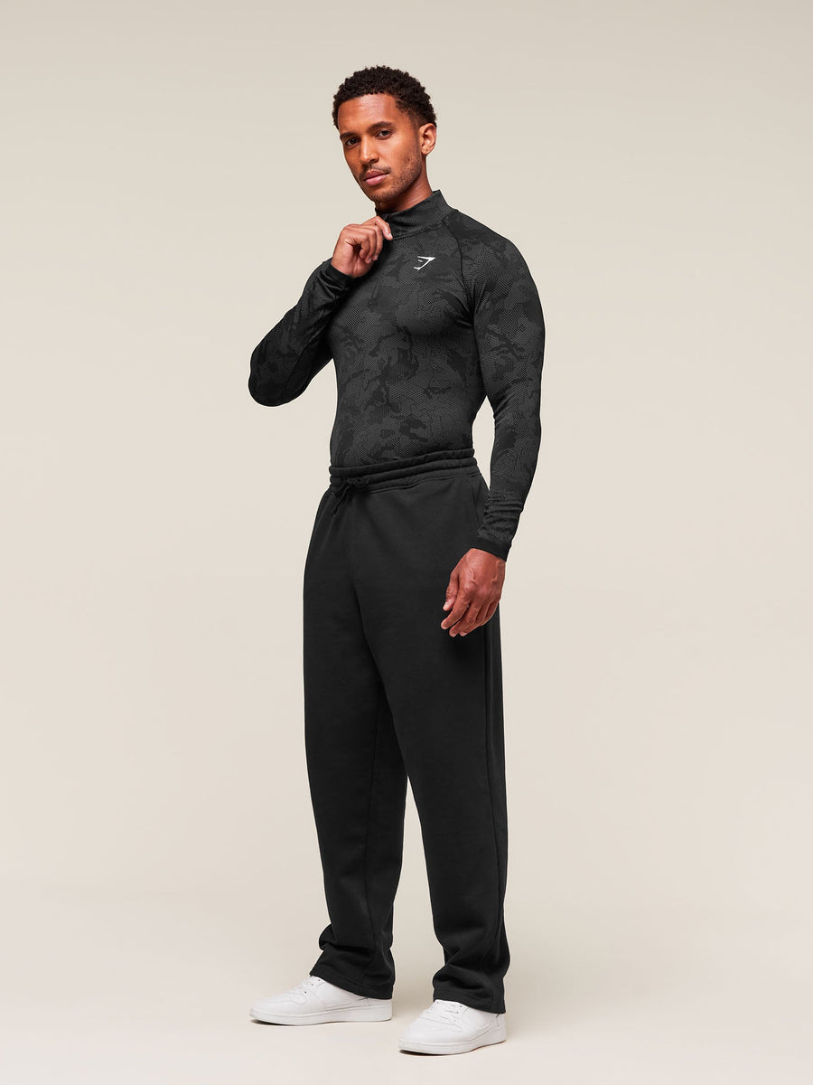 Gymshark Geo Seamless 1/4 Zip — Black/Charcoal Grey — 6