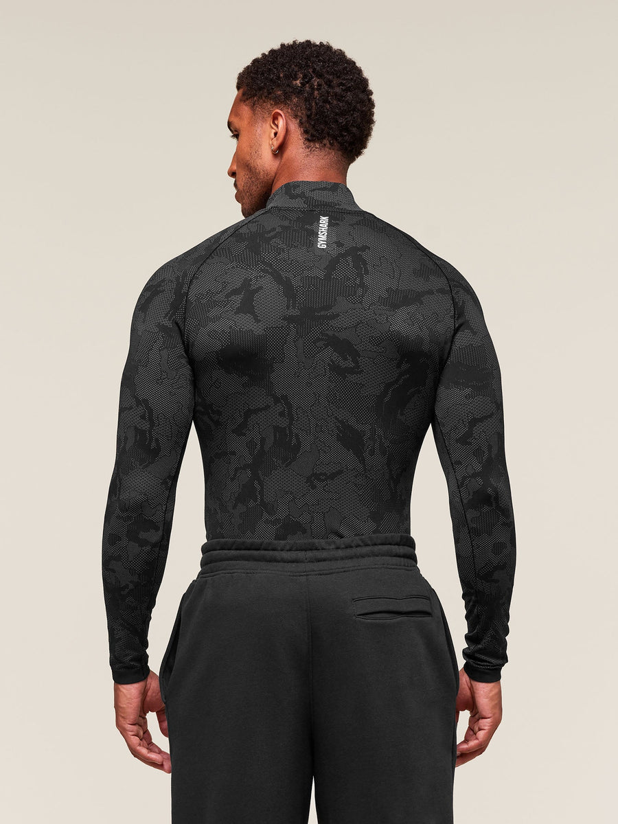 Gymshark Geo Seamless 1/4 Zip — Black/Charcoal Grey — 2
