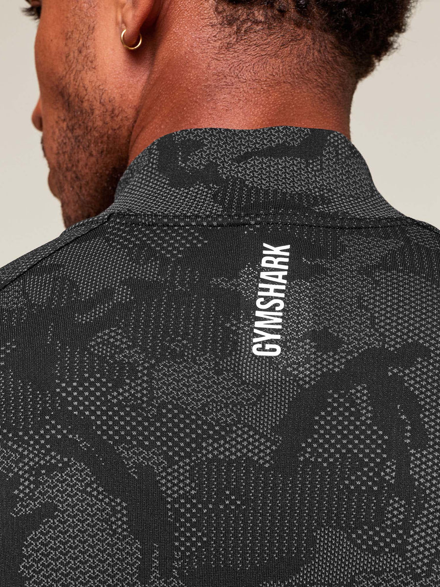 Gymshark Geo Seamless 1/4 Zip — Black/Charcoal Grey — 4