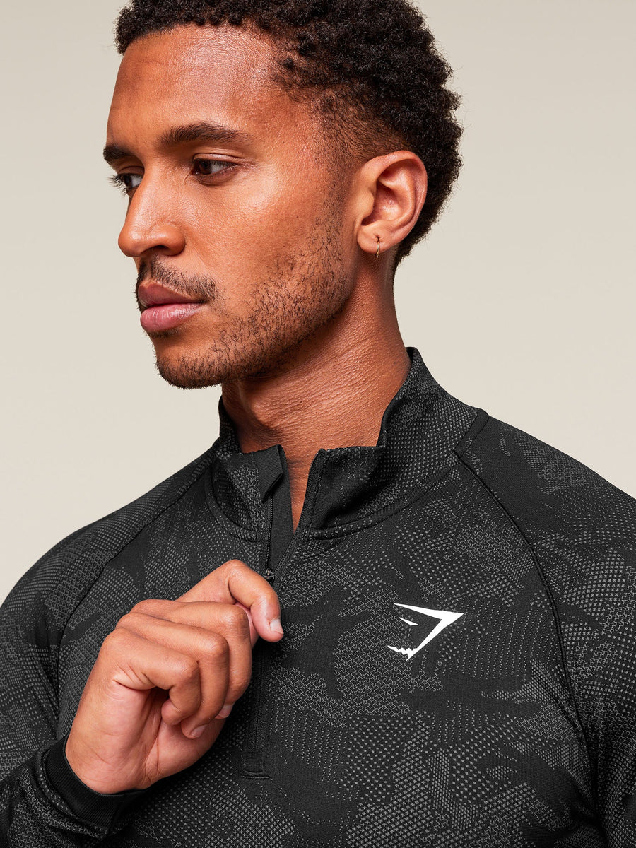 Gymshark Geo Seamless 1/4 Zip — Black/Charcoal Grey — 5