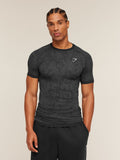 Gymshark Geo Seamless Grid T-Shirt — Black/Smokey Grey — 1