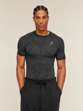 Gymshark Geo Seamless Grid T-Shirt — Black/Smokey Grey — 3
