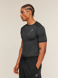 Gymshark Geo Seamless Grid T-Shirt — Black/Smokey Grey — 4