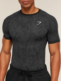 Gymshark Geo Seamless Grid T-Shirt — Black/Smokey Grey — 5