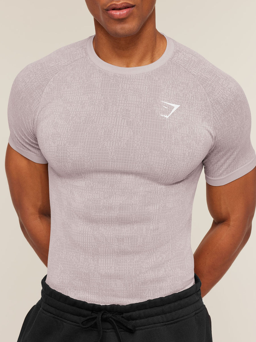 Gymshark Geo Seamless Grid T-Shirt — Dawn Purple/Dusk Purple — 6