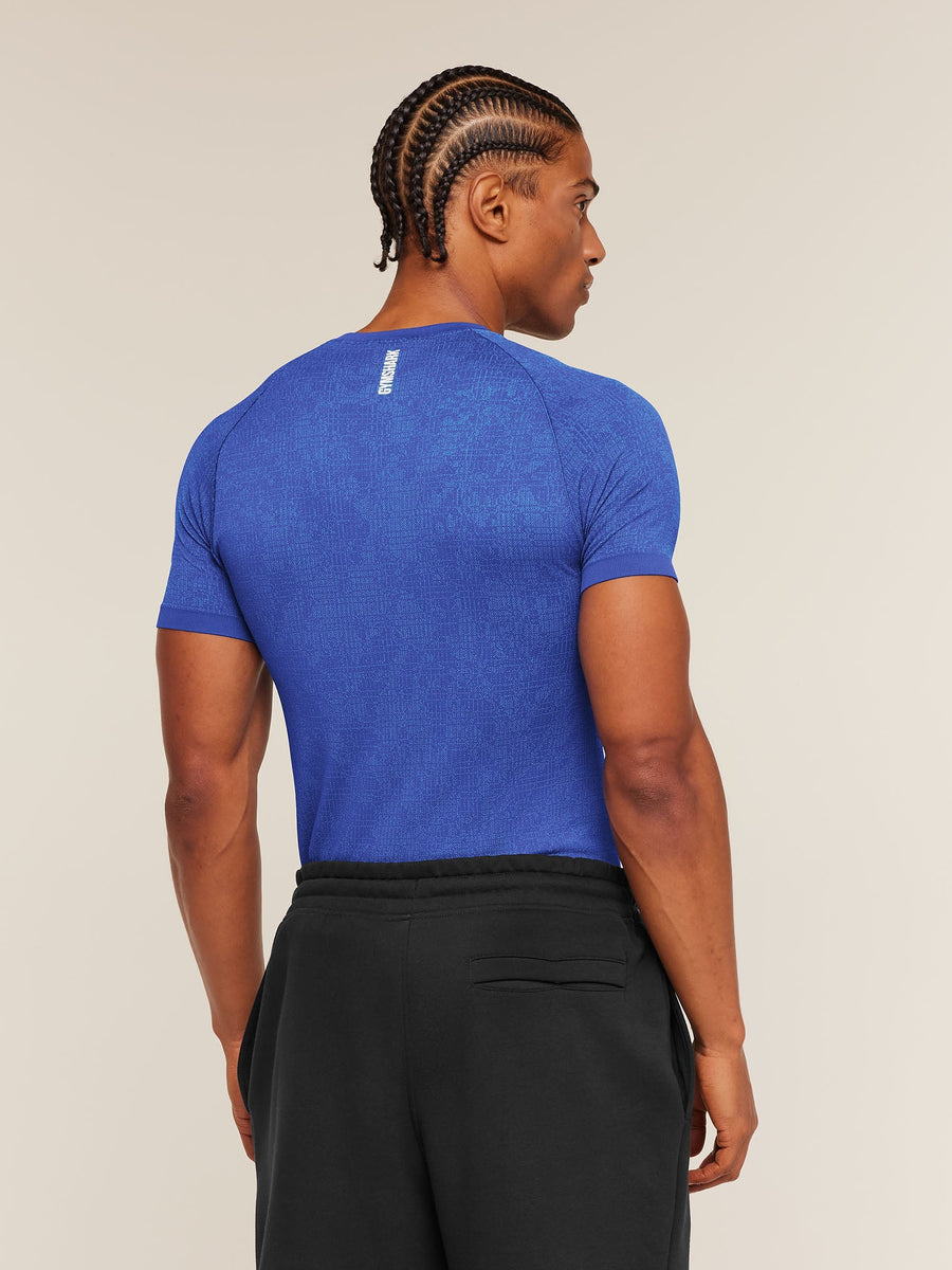 Gymshark Geo Seamless Grid T-Shirt — Force Blue/Steady Purple — 2