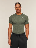 Gymshark Geo Seamless Grid T-Shirt — Strength Green/Haze Green — 3