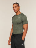 Gymshark Geo Seamless Grid T-Shirt — Strength Green/Haze Green — 4