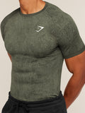 Gymshark Geo Seamless Grid T-Shirt — Strength Green/Haze Green — 6