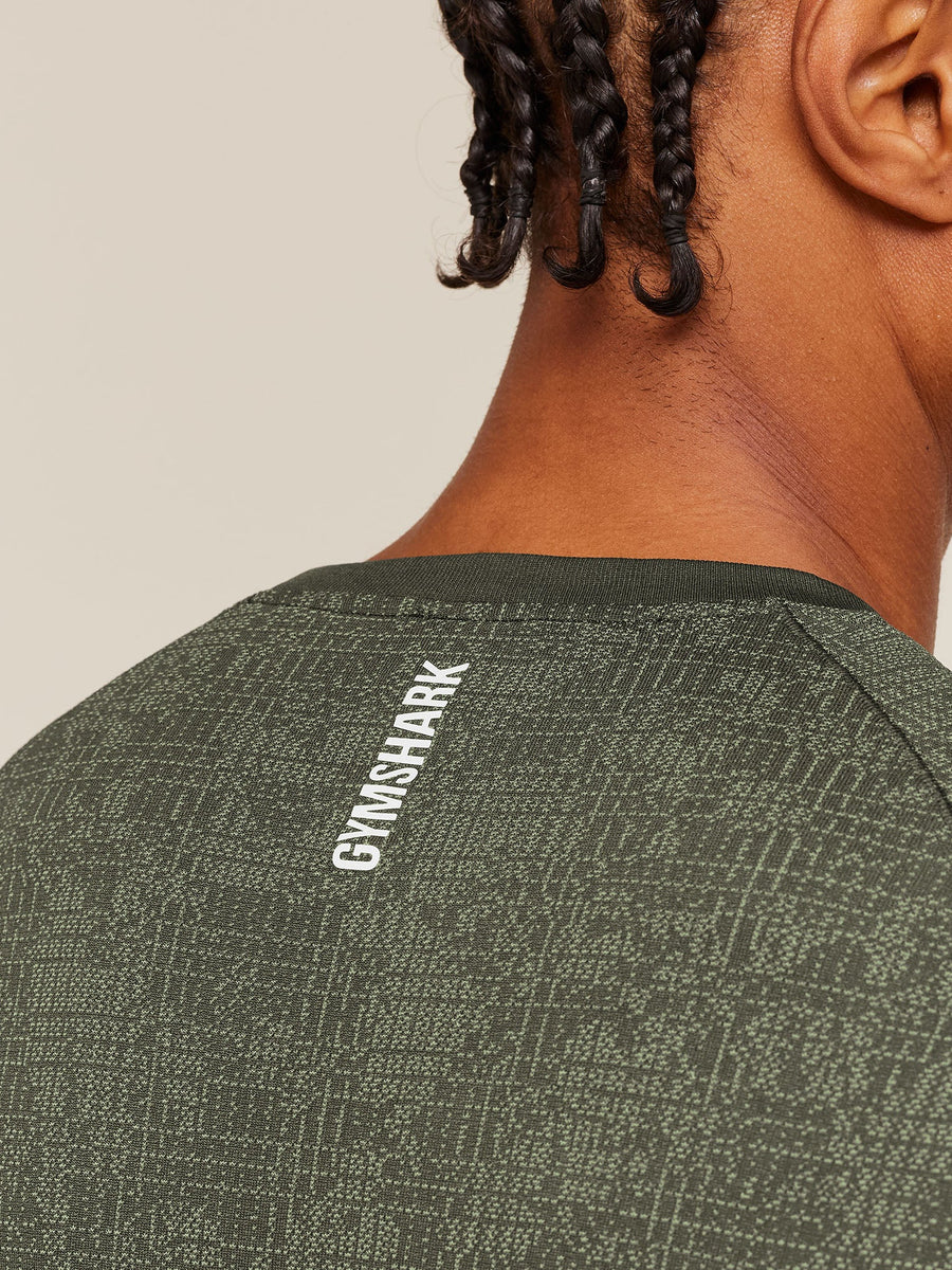 Gymshark Geo Seamless Grid T-Shirt — Strength Green/Haze Green — 7