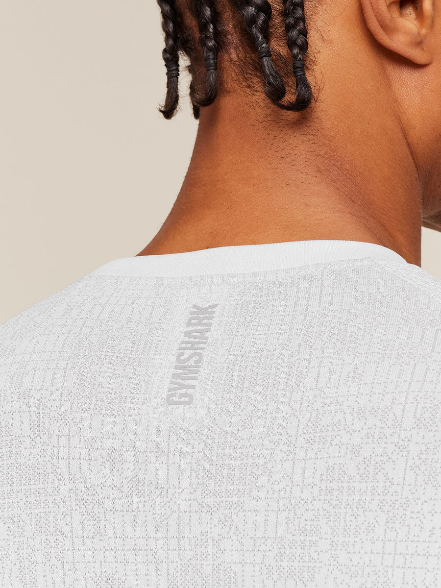 Gymshark Geo Seamless Grid T-Shirt — White/Silver Grey — 7