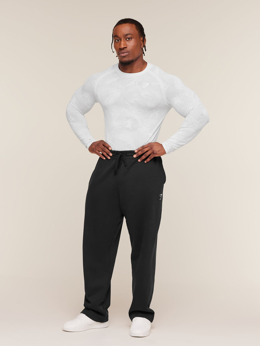 Gymshark Geo Seamless Long Sleeve T-Shirt — White/Light Grey — 4