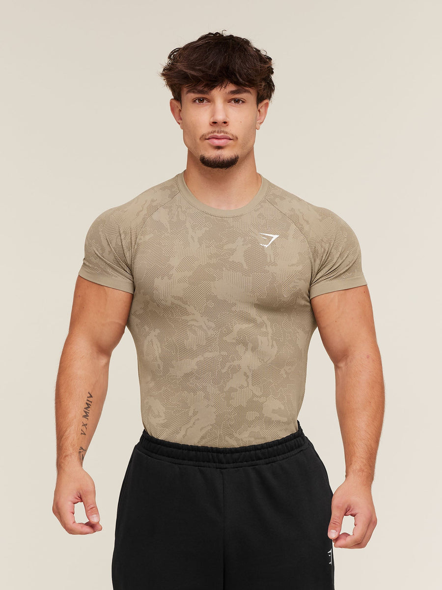 Gymshark Geo Seamless T-Shirt — Cement Brown/Soul Brown — 1