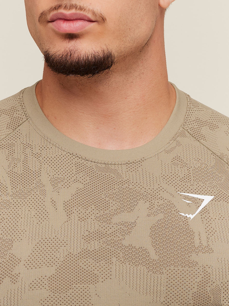 Gymshark Geo Seamless T-Shirt — Cement Brown/Soul Brown — 6
