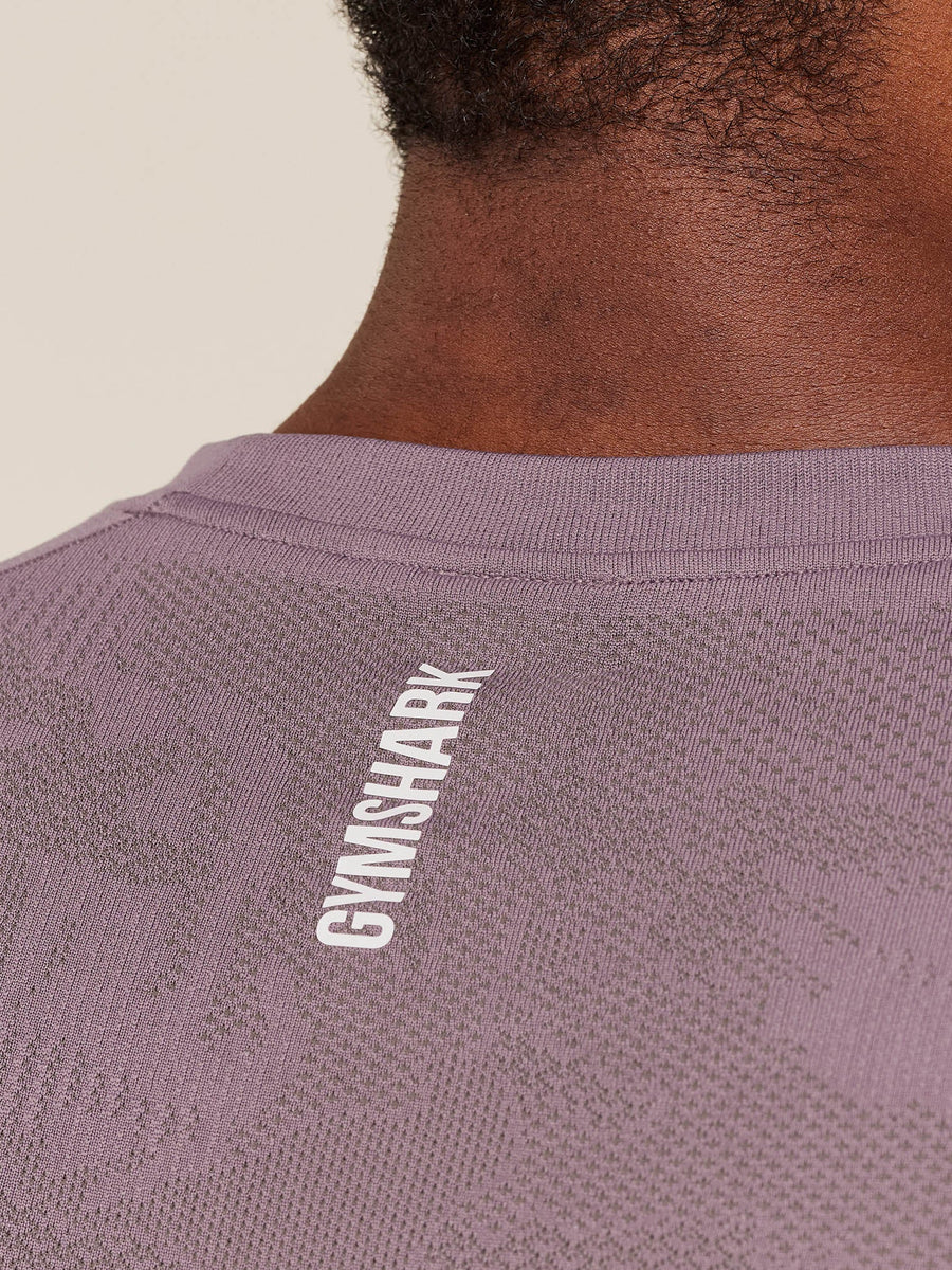 Gymshark Geo Seamless T-Shirt — Dusk Purple/Cool Brown — 6