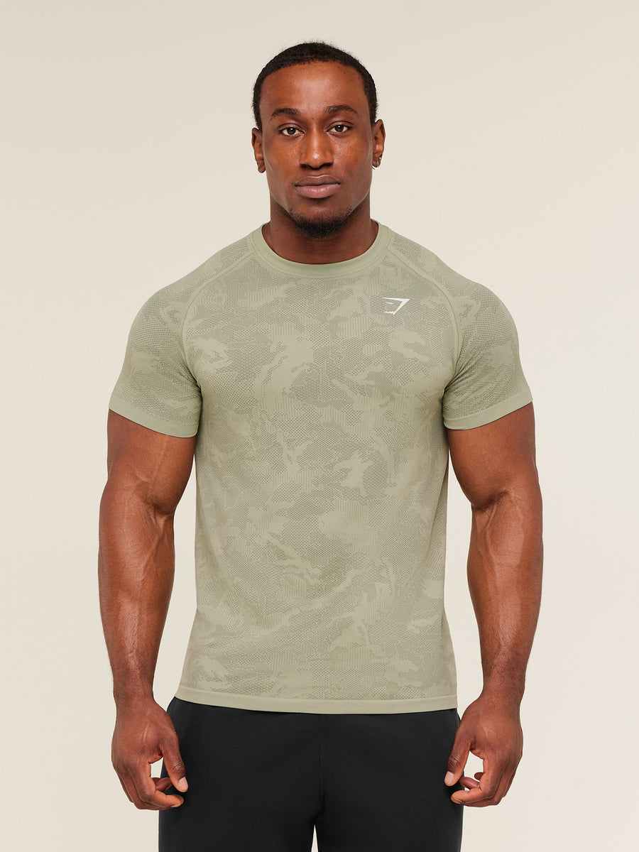 Gymshark Geo Seamless T-Shirt — Haze Green/Unit Green — 4