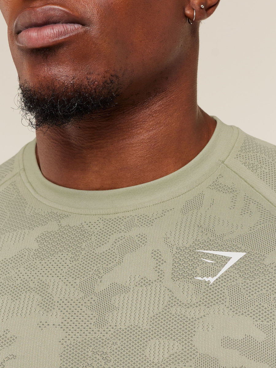 Gymshark Geo Seamless T-Shirt — Haze Green/Unit Green — 5