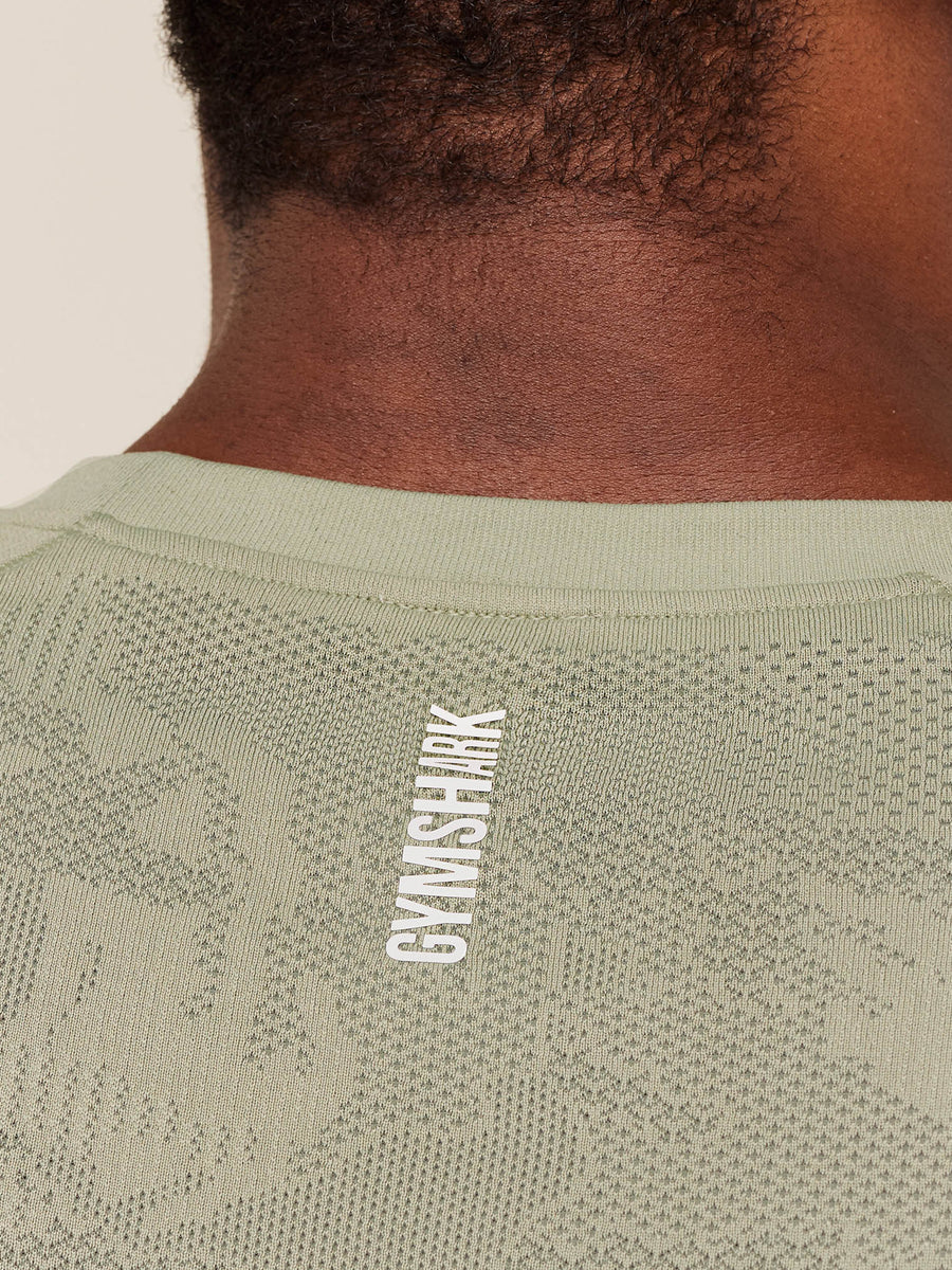 Gymshark Geo Seamless T-Shirt — Haze Green/Unit Green — 6