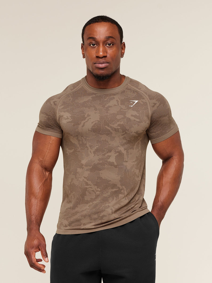 Gymshark Geo Seamless T-Shirt — Lifestyle Brown/Archive Brown — 4