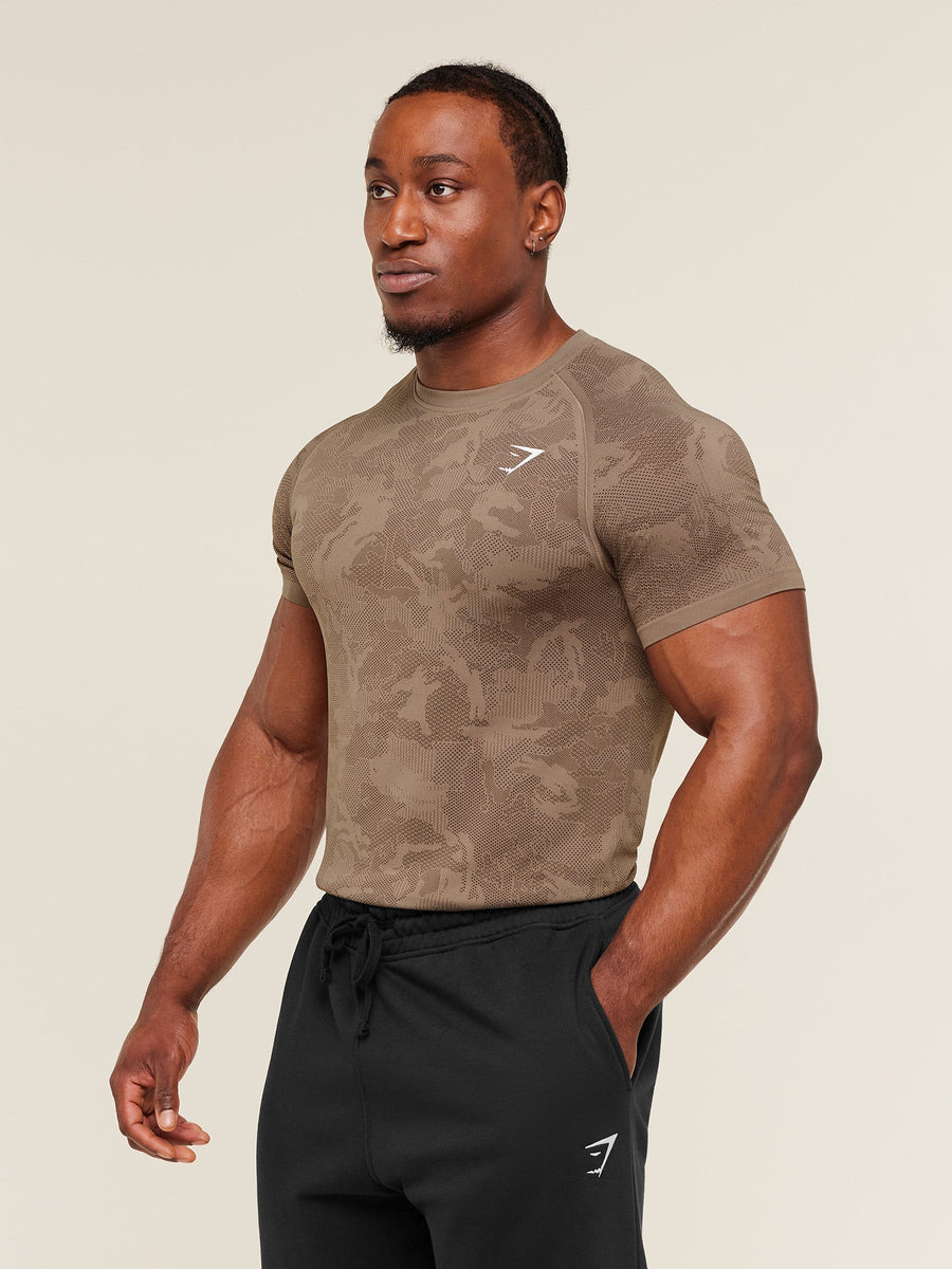 Gymshark Geo Seamless T-Shirt — Lifestyle Brown/Archive Brown — 3