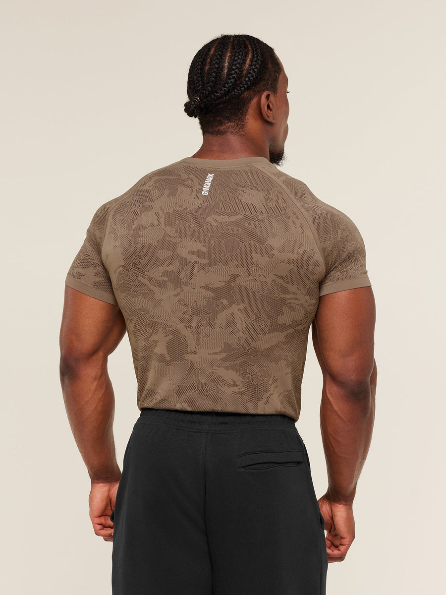 Gymshark Geo Seamless T-Shirt — Lifestyle Brown/Archive Brown — 2