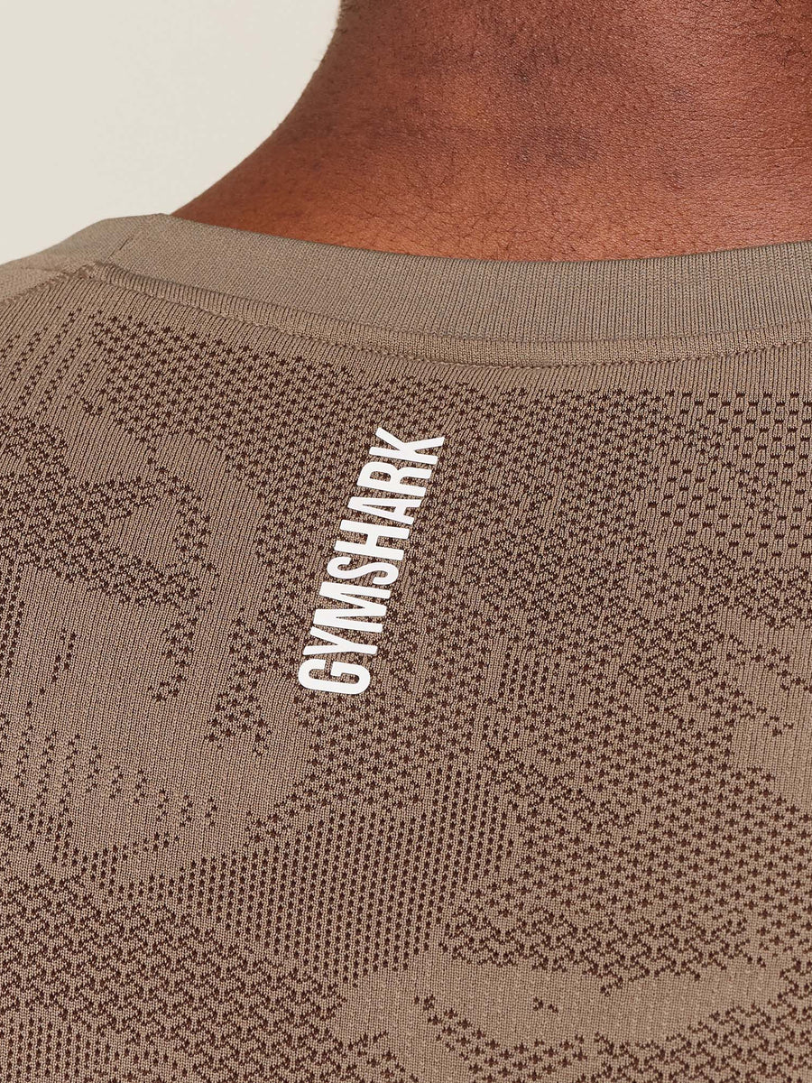 Gymshark Geo Seamless T-Shirt — Lifestyle Brown/Archive Brown — 6