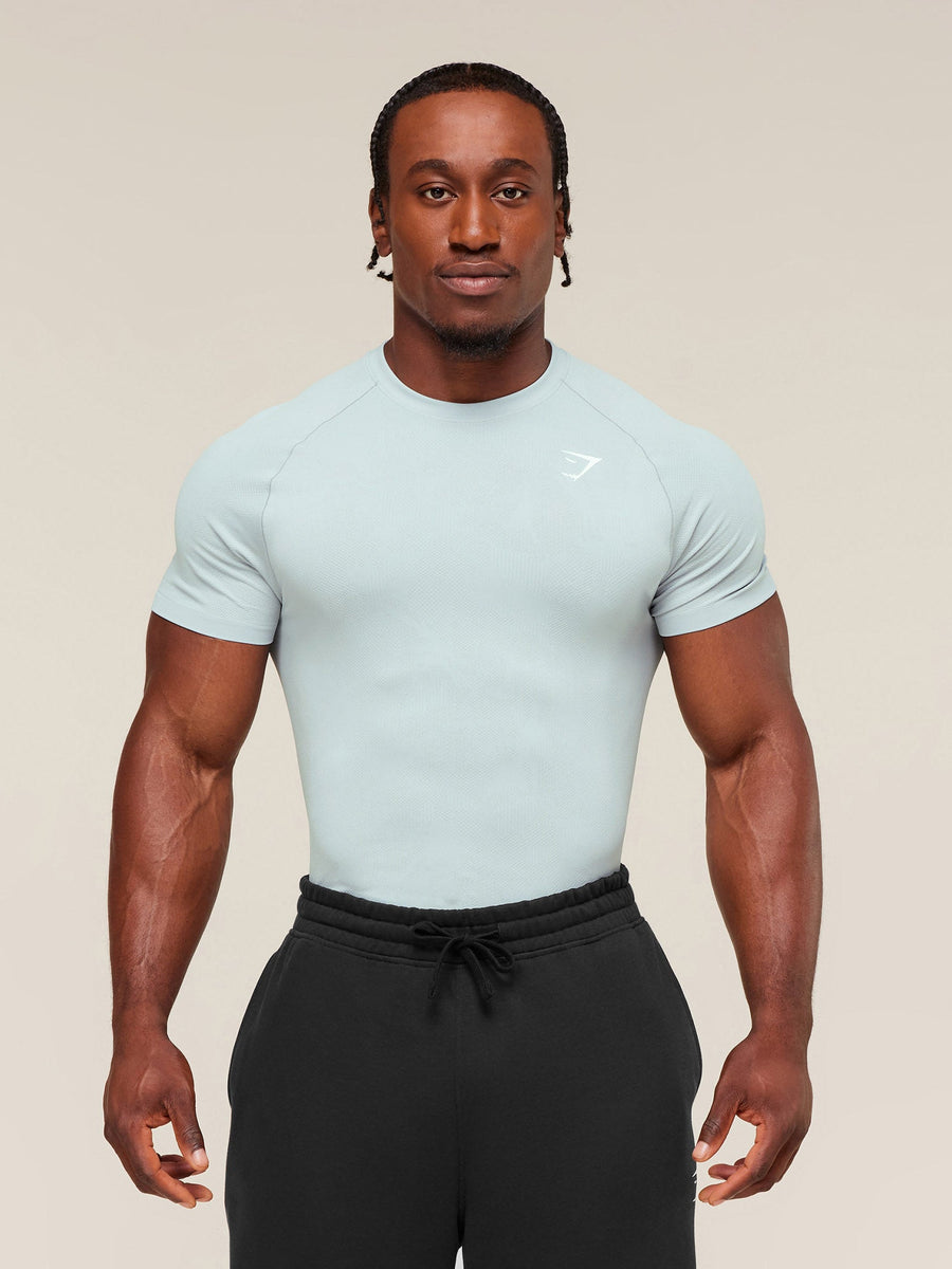 Gymshark Geo Seamless T-Shirt — Smoke Blue/Soft White — 1