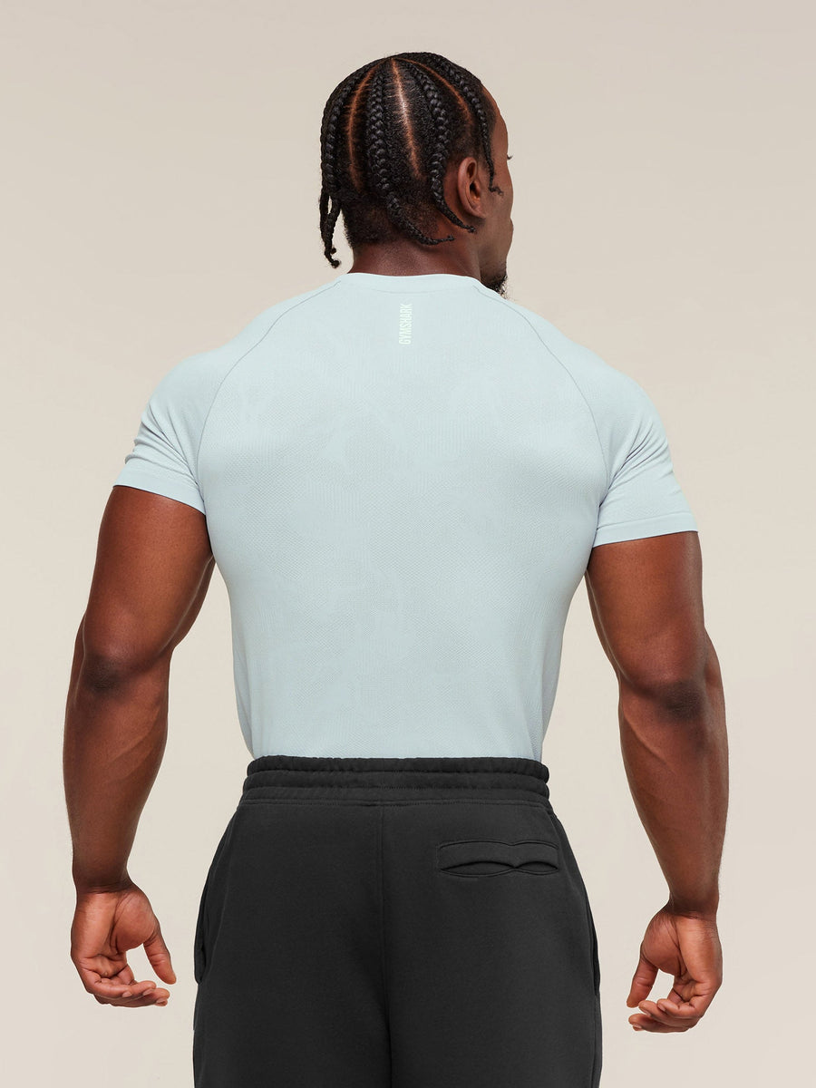 Gymshark Geo Seamless T-Shirt — Smoke Blue/Soft White — 2