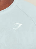 Gymshark Geo Seamless T-Shirt — Smoke Blue/Soft White — 6