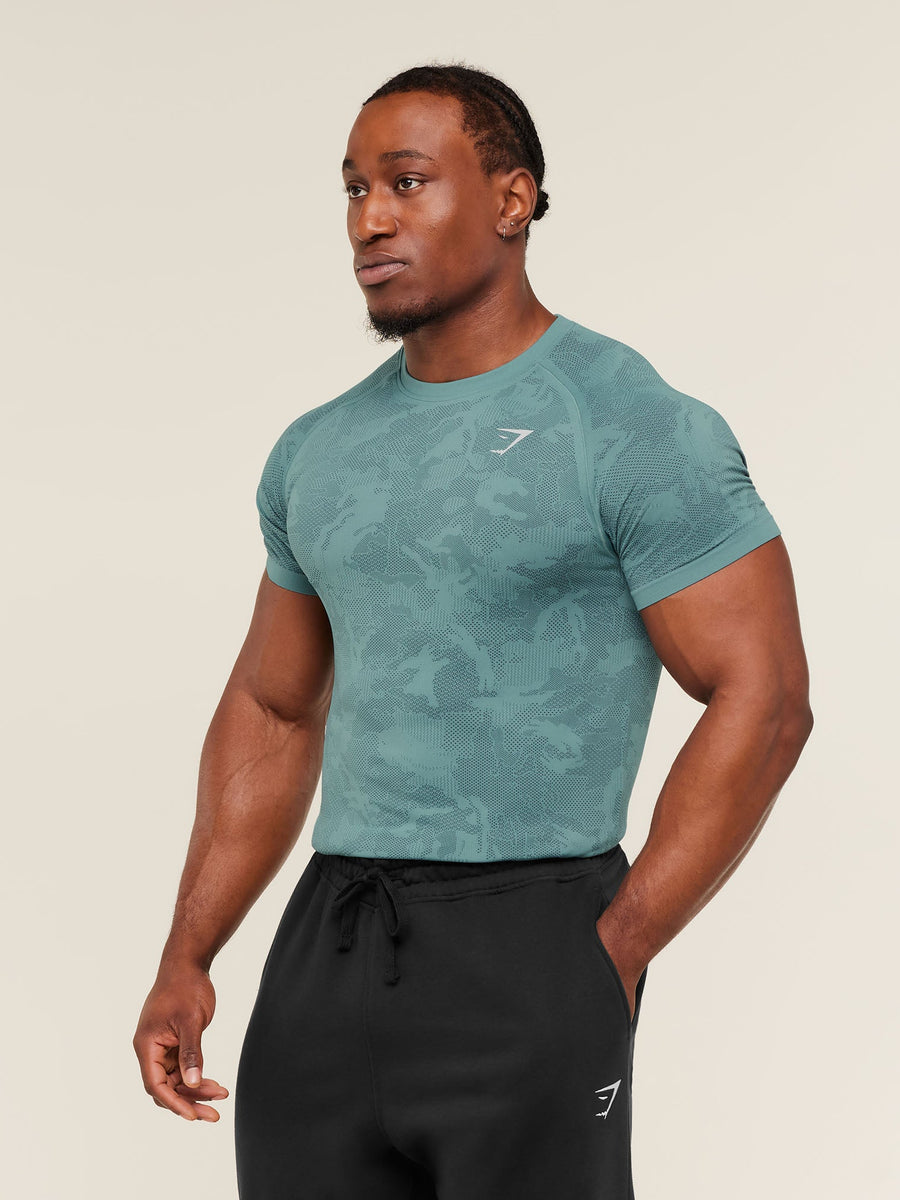 Gymshark Geo Seamless T-Shirt — Storm Blue/Stealth Blue — 3