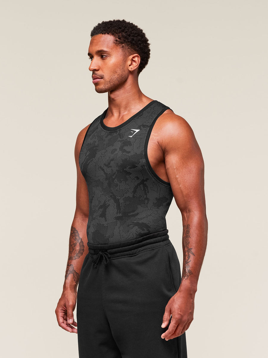 Gymshark Geo Seamless Tank — Black/Charcoal Grey — 3
