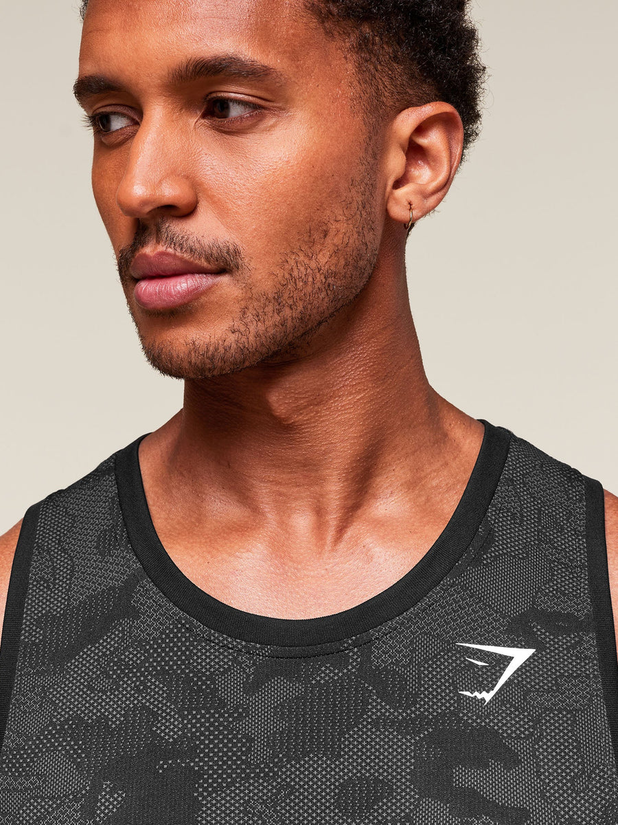 Gymshark Geo Seamless Tank — Black/Charcoal Grey — 5