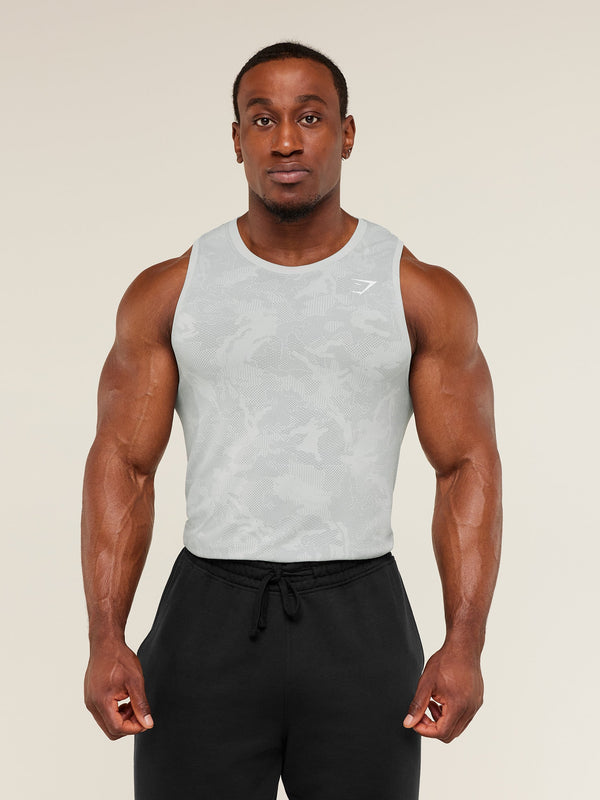 Gymshark Geo Seamless Tank — Light Grey/Smokey Grey