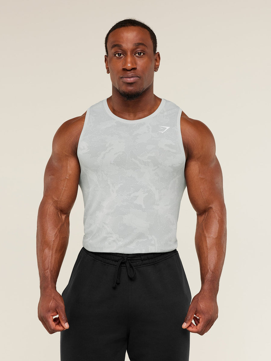 Gymshark Geo Seamless Tank — Light Grey/Smokey Grey — 1