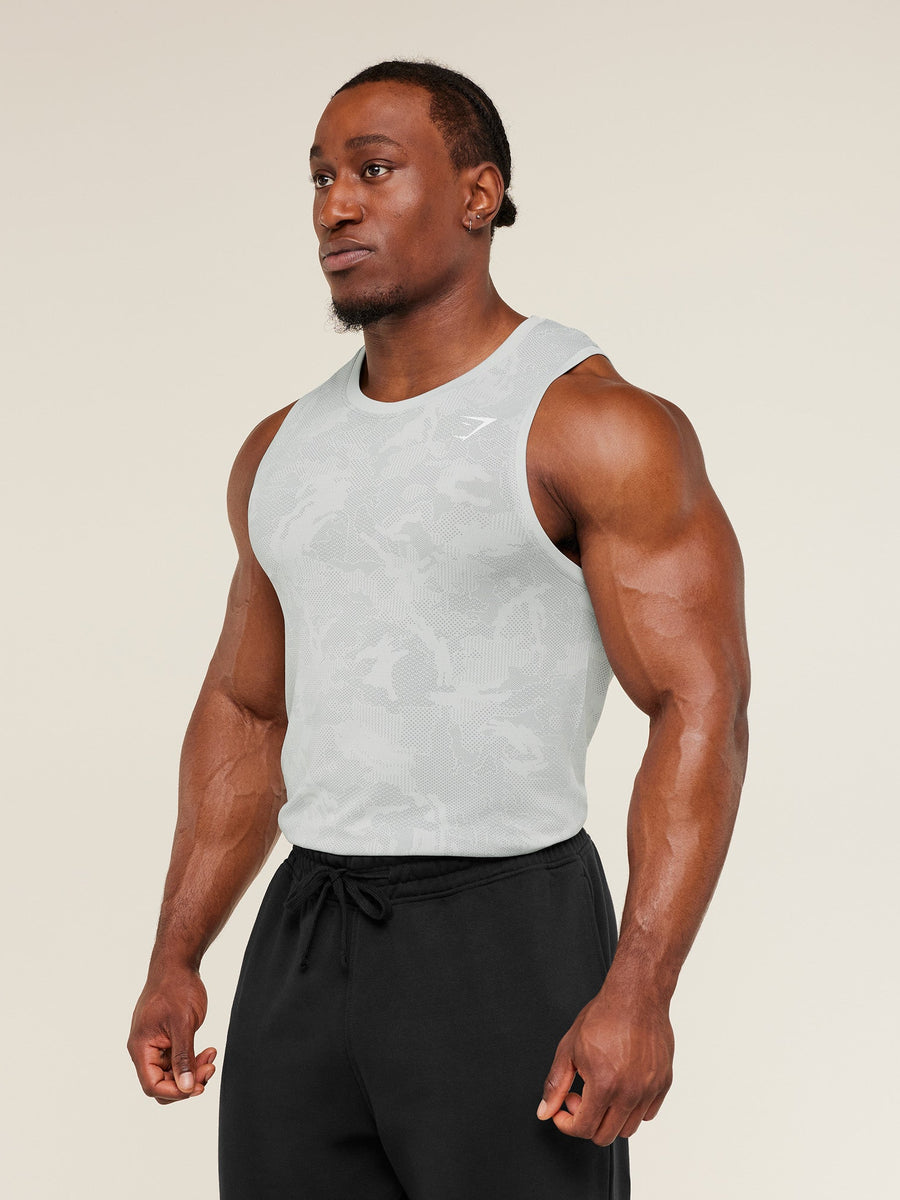 Gymshark Geo Seamless Tank — Light Grey/Smokey Grey — 3