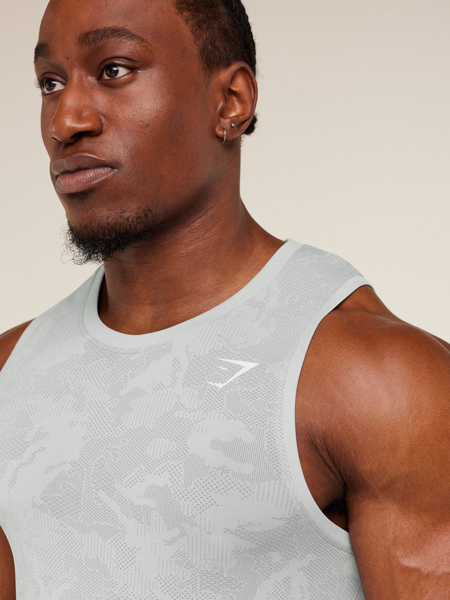 Gymshark Geo Seamless Tank — Light Grey/Smokey Grey — 6