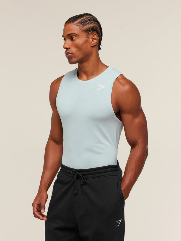 Gymshark Geo Seamless Tank — Smoke Blue/Soft White
